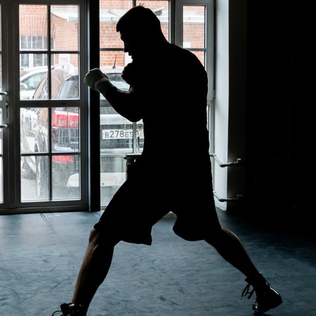Lutador de boxe em ação